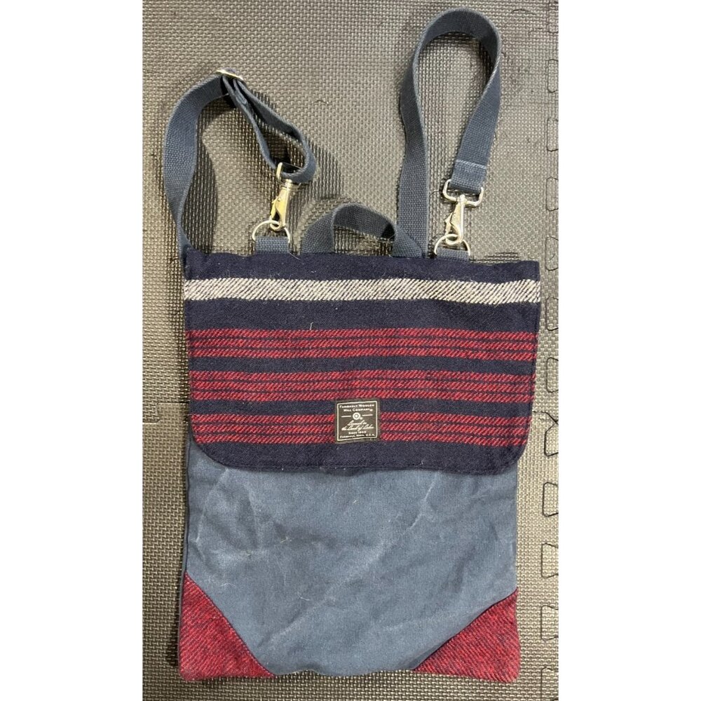 Vintage Faribault Woolen Mill Company Tote Bag Backpack Red/White/Blue Wool Q49